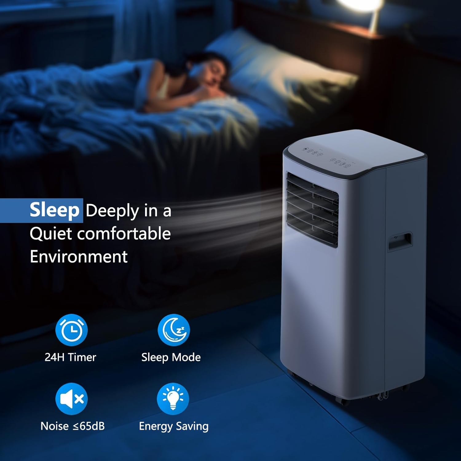 Detalle 2 de Air Conditioning Unit: Portable 7000 BTU 4-in-1 Cooling, Fan, Dehumidifier and Sleep Mode with Remote