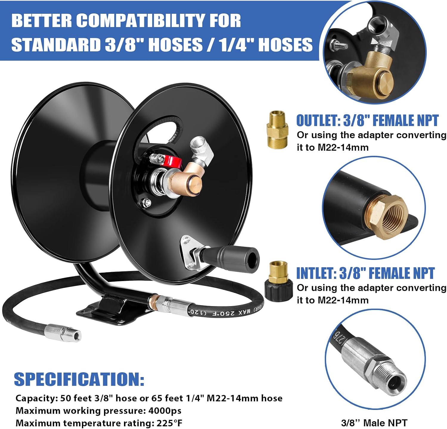 Thumbnail 5 de MEKOH Pressure Washer Hose Reel 4000 PSI