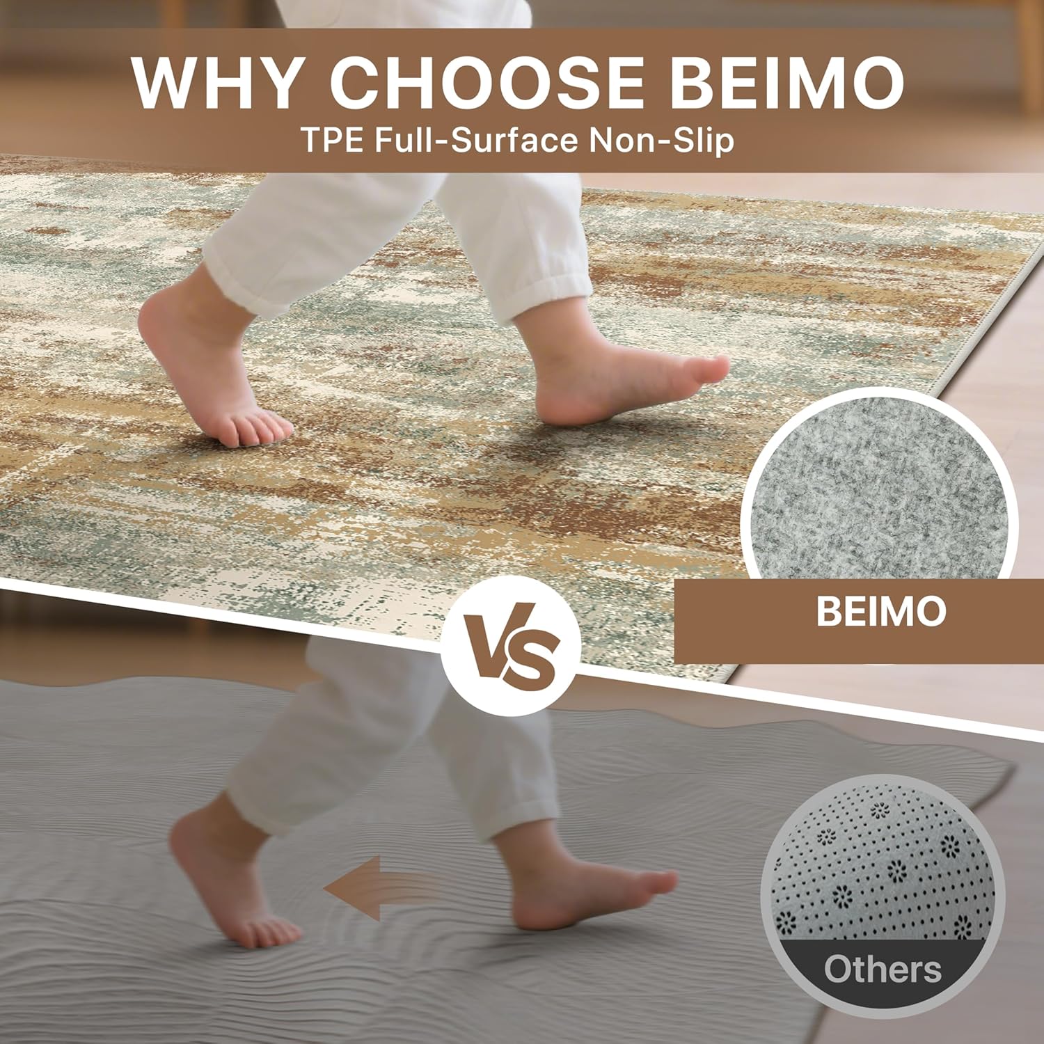 Thumbnail 1 de BEIMO Tapis Moderne 200x290 cm à Motif Abstrait Rouge Orangé – Antidérapant et Lavable en Machine