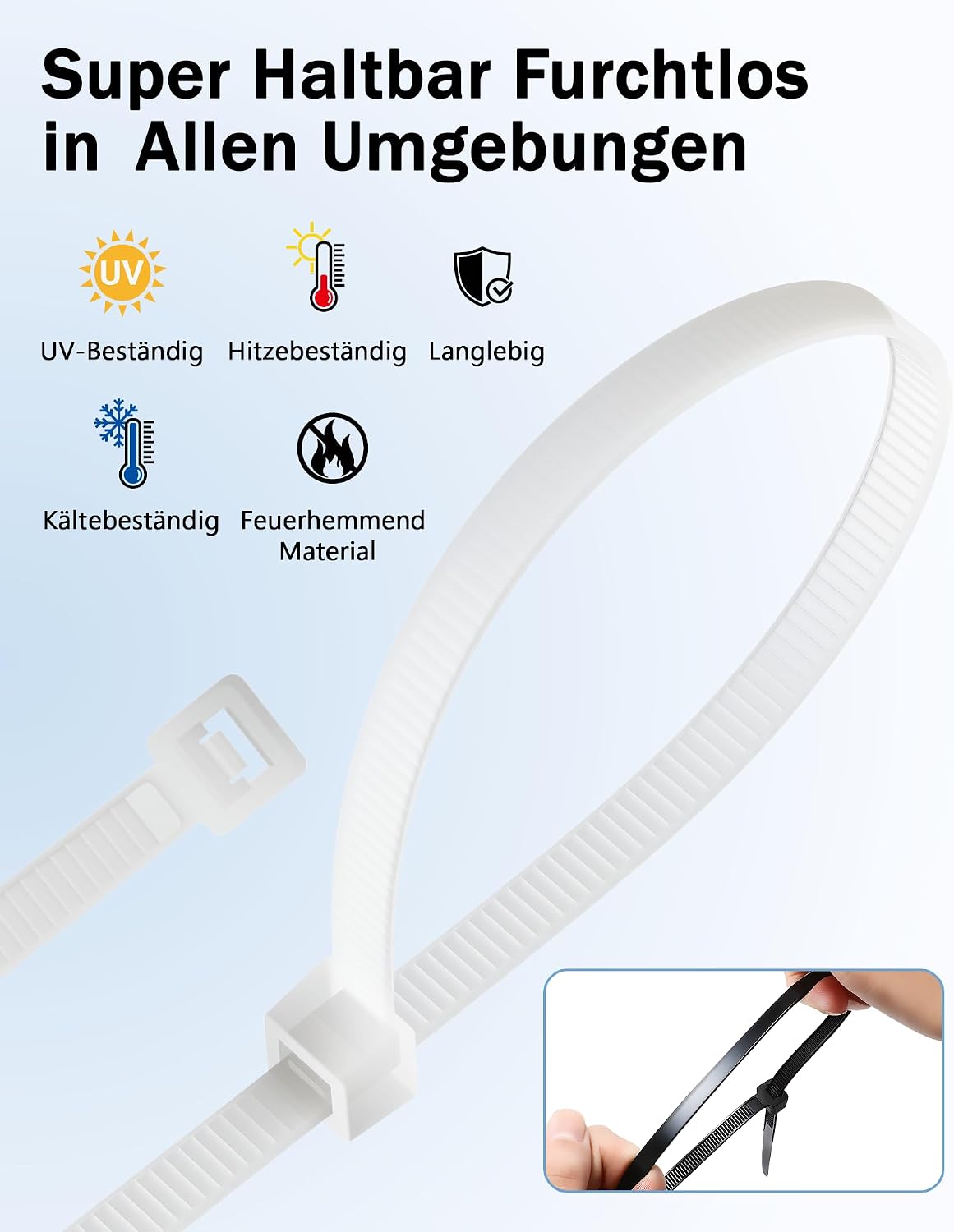 Detalle 2 de Tesmax Kabelbinder Weiß Set 200 Stück