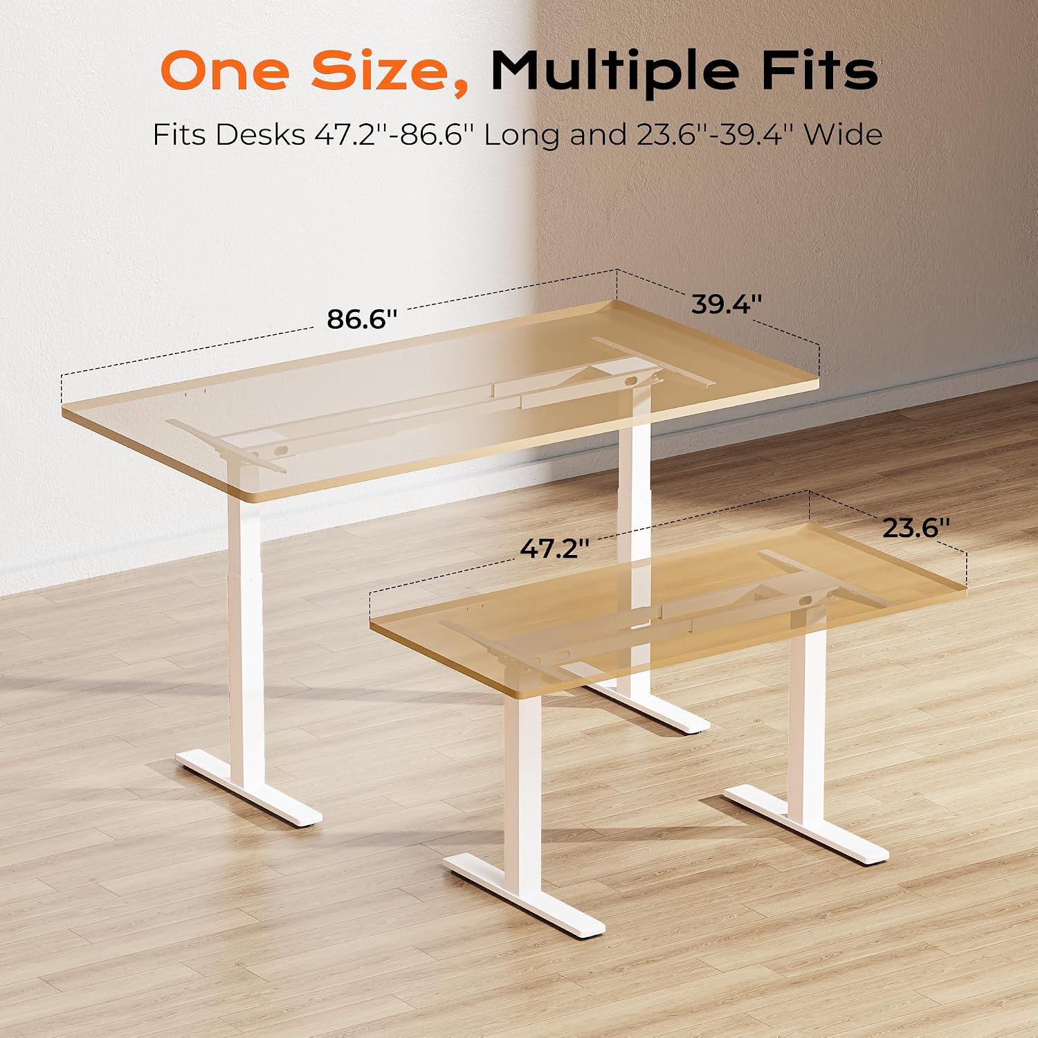 Thumbnail 4 de Huuger Dual Motor Electric Standing Desk Frame, White Steel, 3 Height Presets