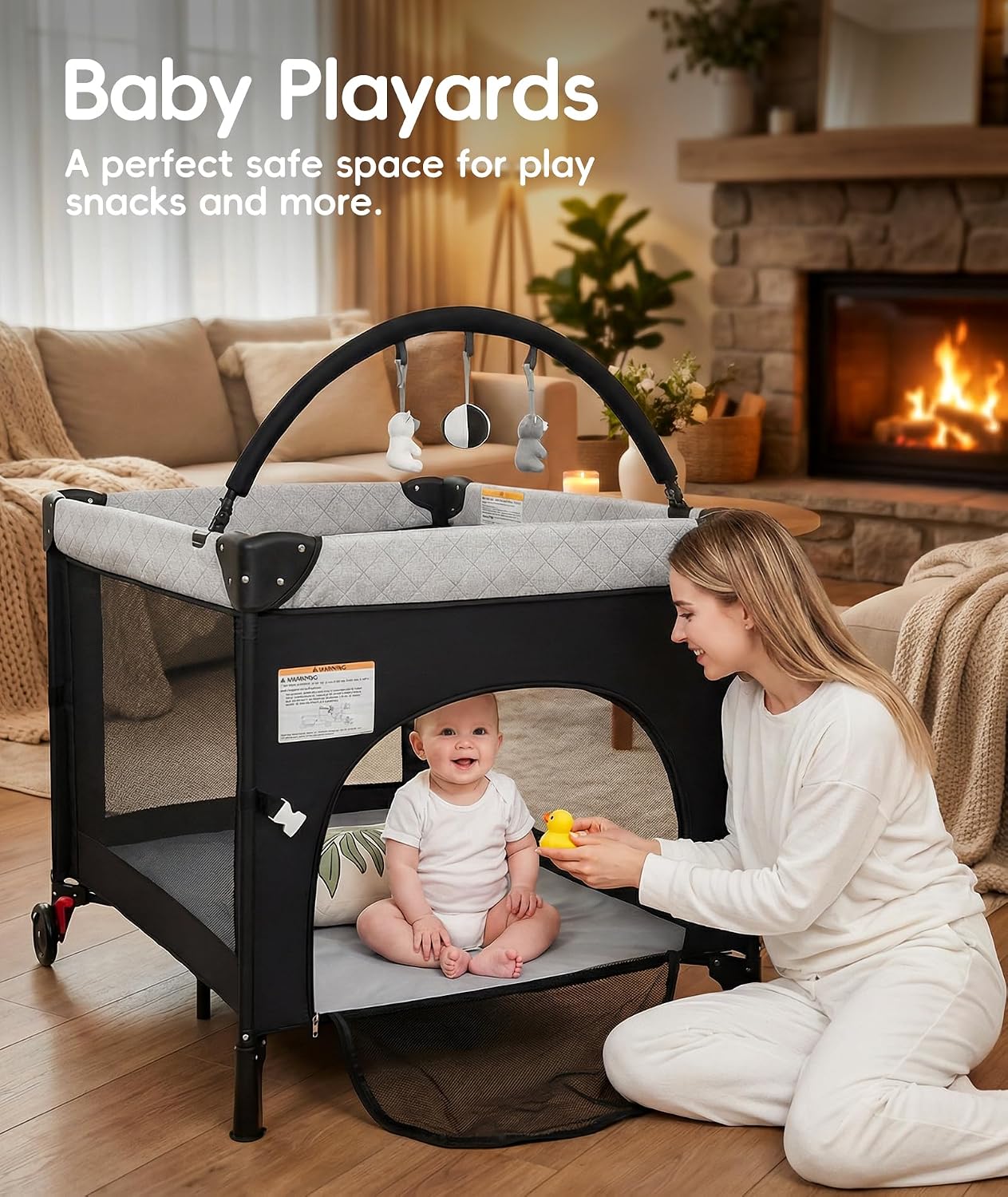 Thumbnail 1 de YoYiCuna 4-in-1 Pack and Play, Black, with Mattress and Mosquito Net