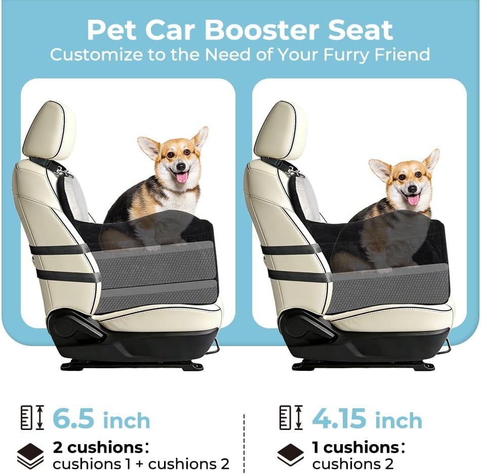 Thumbnail 4 de KYG Washable Dog Car Seat: Front-Seat Booster Bed for Medium to Small Dogs with Cooling & Warm Pads