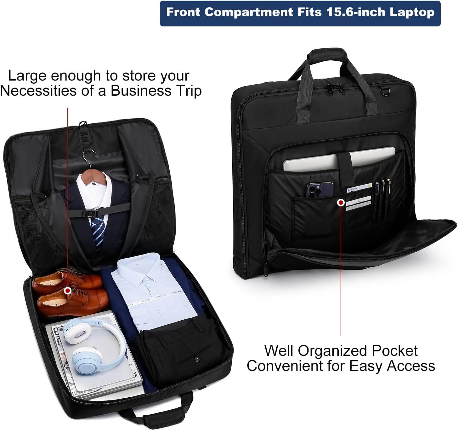 Detalle 2 de PUSLOM 40-inch garment bag for 3 suits