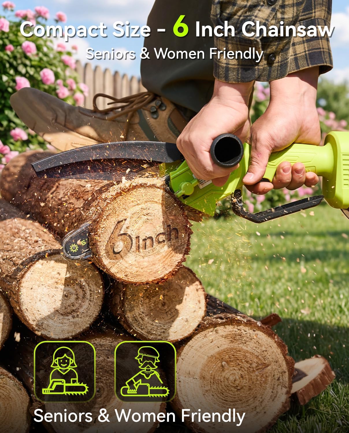 Thumbnail 6 de Supstable Mini Chainsaw 6 Inch: Cordless, Lightweight Pruning Power with Dual-Handle Safety