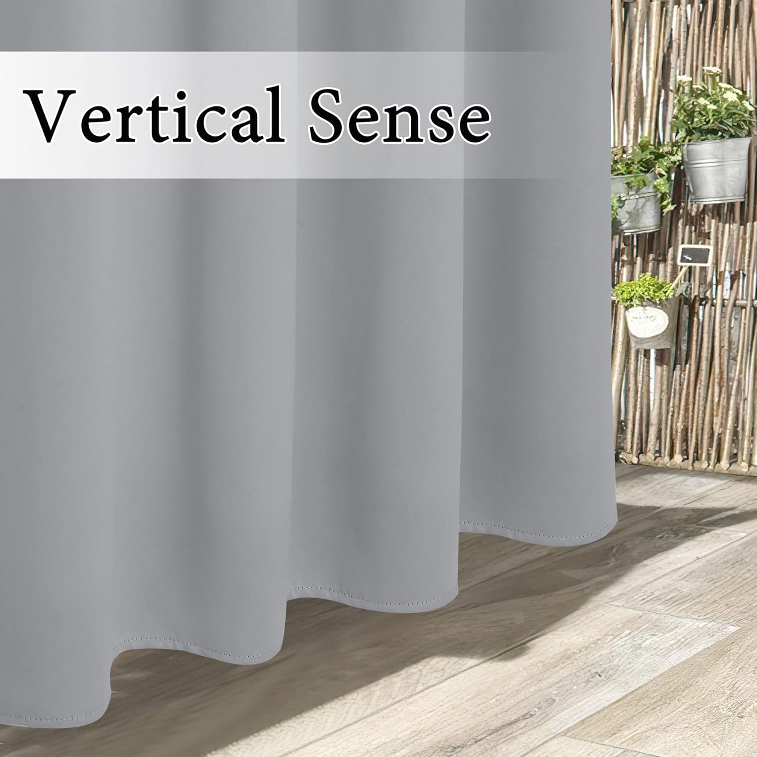 Thumbnail 6 de RYB HOME 2 Pieces Outdoor Patio Curtains – Water Repellant, Thermal, 52" W x 84" L, Silver Grey
