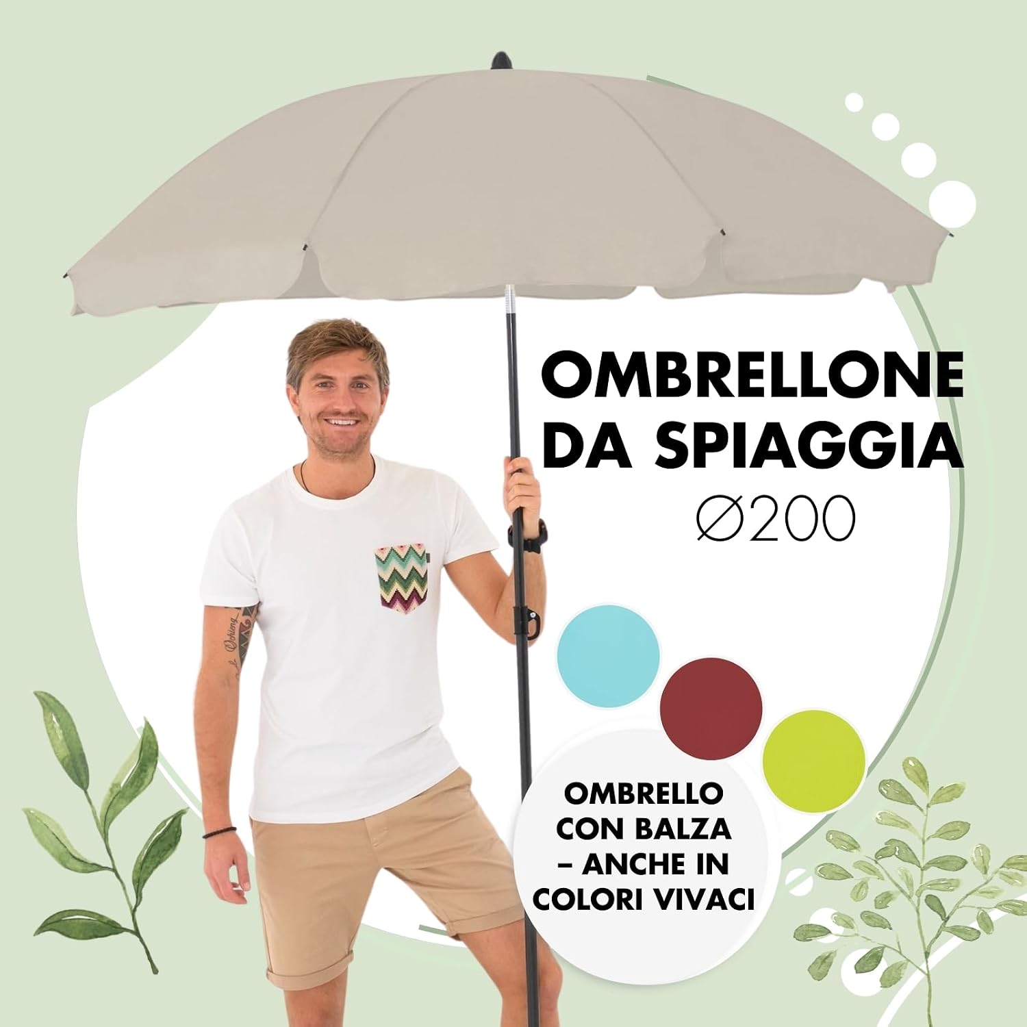 Detalle de Derby ombrellone rotondo 160 cm – versatilità e stile per spiaggia, balcone e terrazza