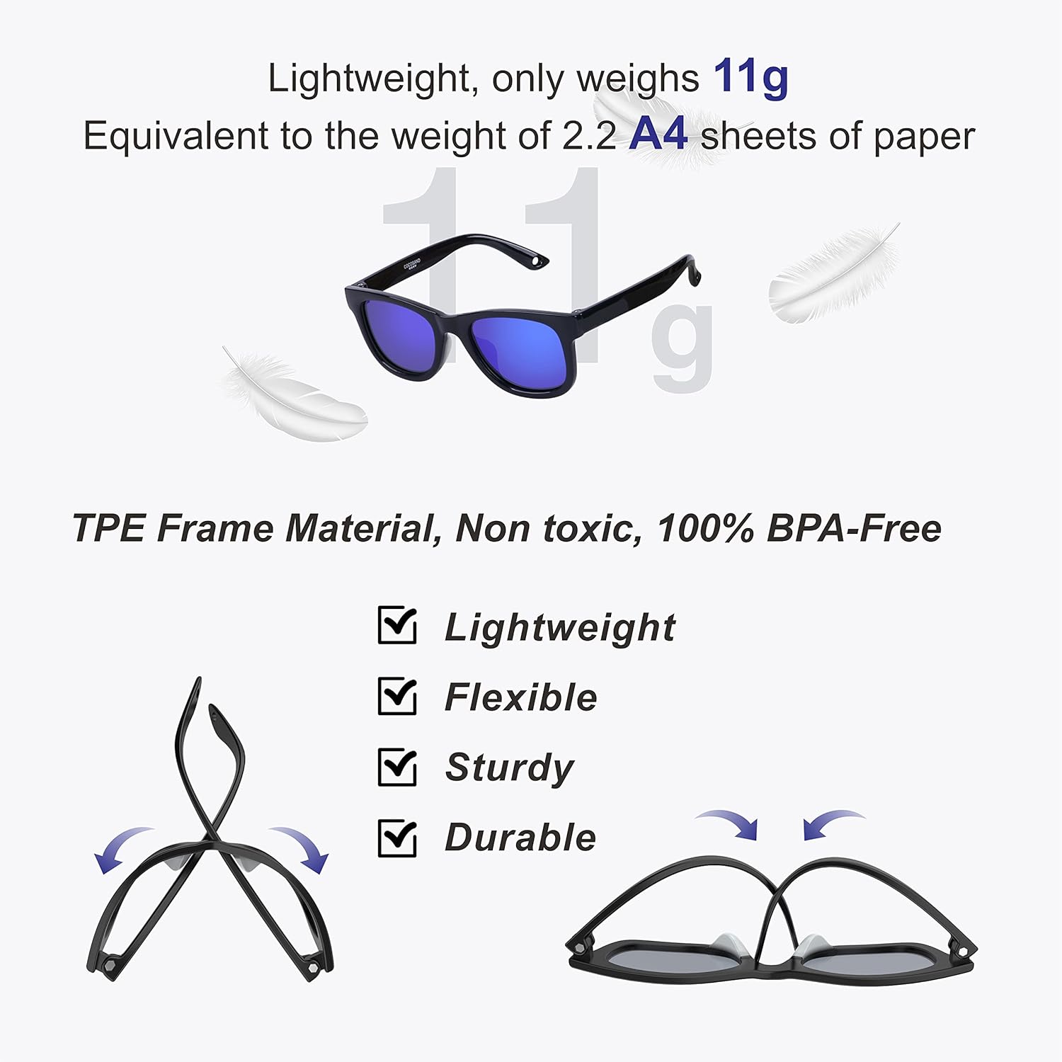 Detalle de COCOSAND Baby Sunglasses with Strap Polarized Flexible Frame for 0-24 Months