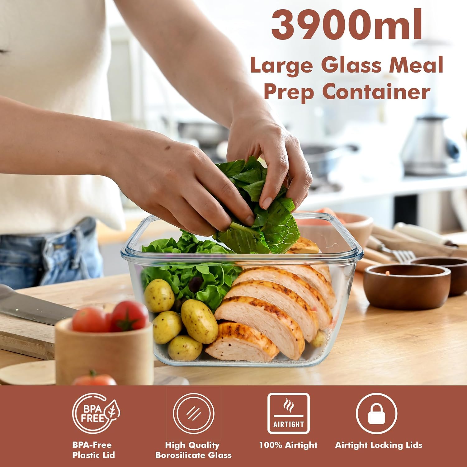 Detalle 2 de Razab Glass Food Storage Container, 17-Cup