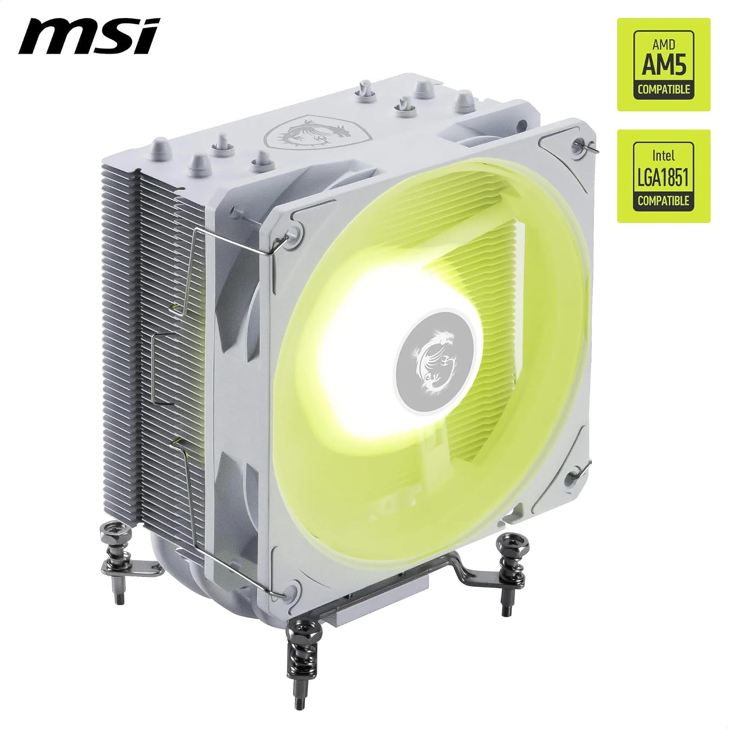 Detalle de MSI MAG COREFROZR AA13 WHITE CPU-Luftkühler – Direct Touch, ARGB, 4 Heatpipes, 120 mm