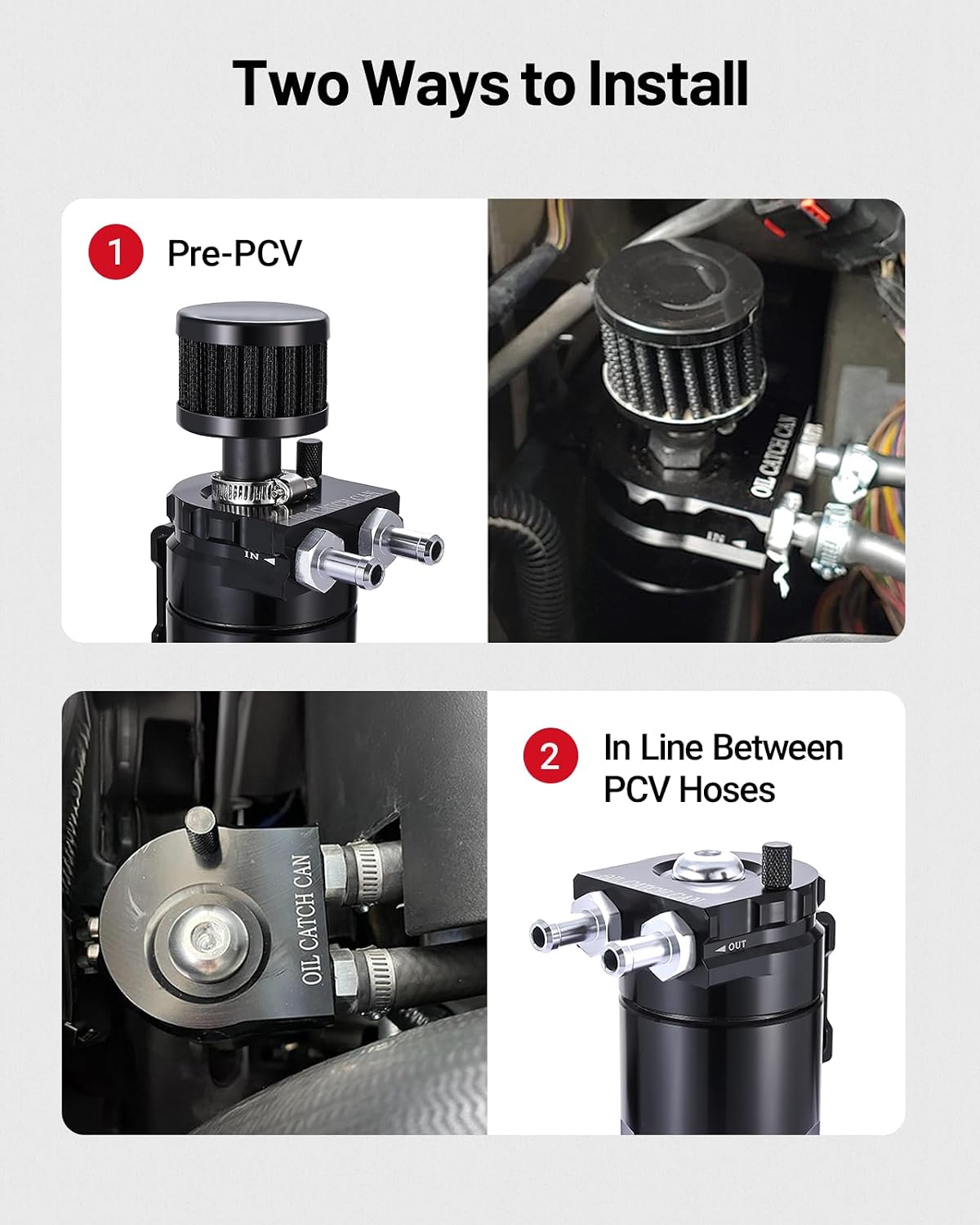 Thumbnail 4 de EVIL ENERGY Oil Catch Can: Universal 300ml Aluminum Braffled Kit with Breather Filter for PCV Systems