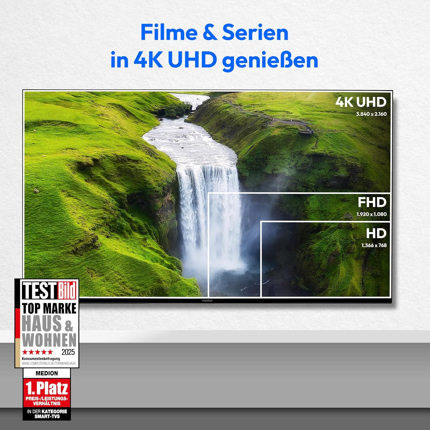 Detalle de MEDION 107 cm (43 Zoll) Fernseher: Smart-TV mit Dolby Vision, VIDAA Store und umfangreichen Streaming-Optionen