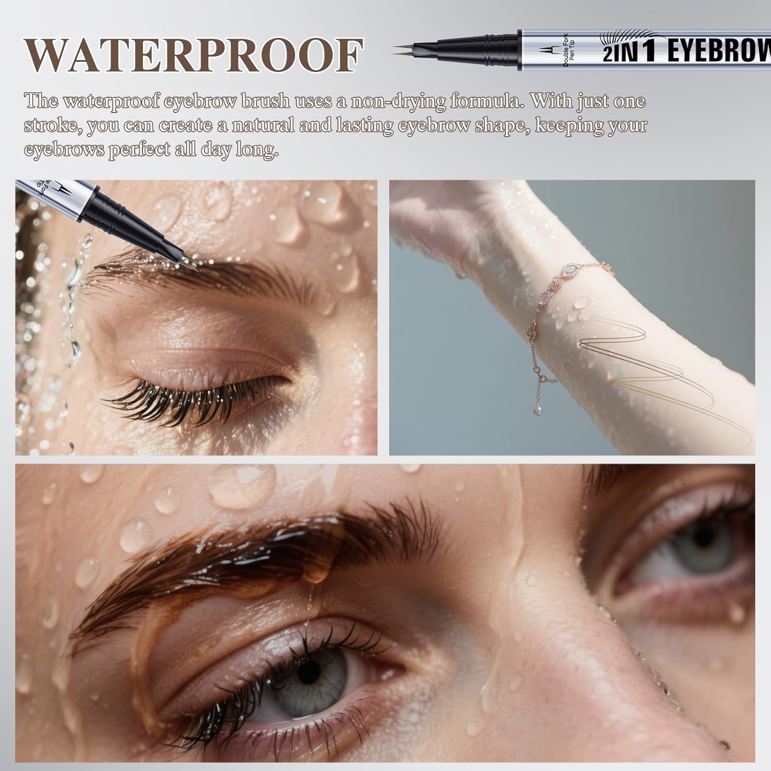 Detalle de Crayon à sourcils liquide 2 en 1 – Stylo double pointe brun foncé