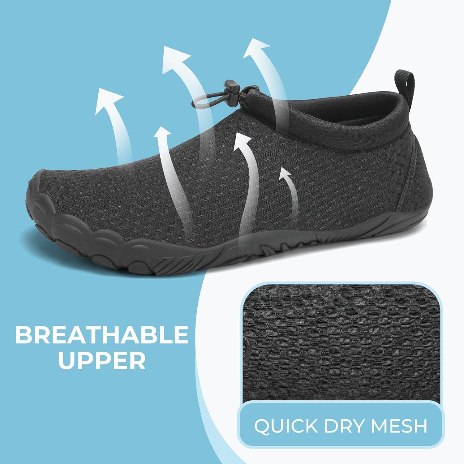 Detalle de Mishansha Unisex Badeschuhe – atmungsaktive Mesh Aquaschuhe, schnell trocknend, Gr.36–46