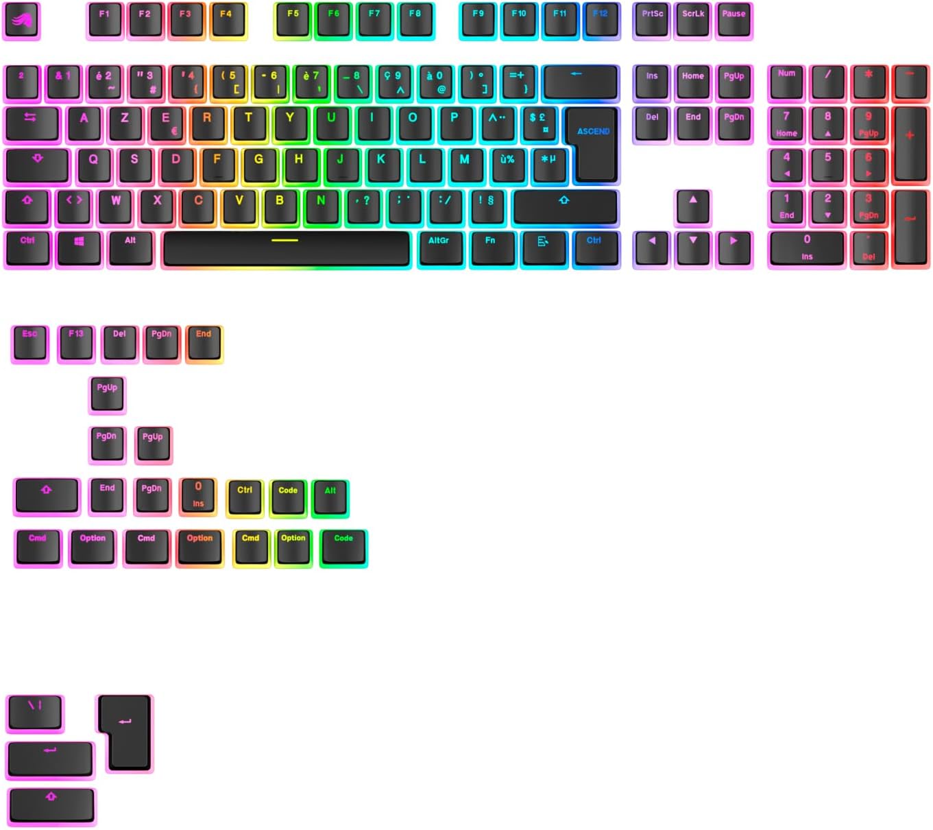 Detalle de Glorious GPBT Aura RGB Touches 60% ⌨