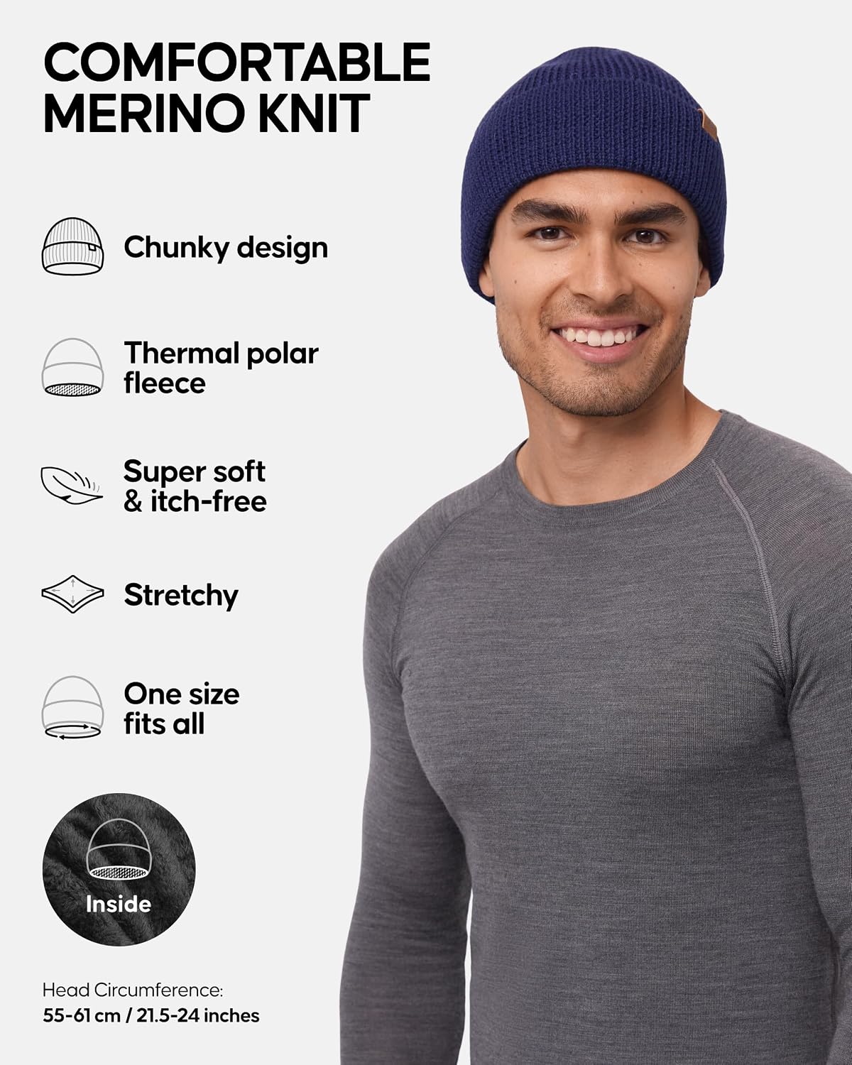 Detalle 2 de DANISH ENDURANCE Merino Wool Beanie 55-61 cm