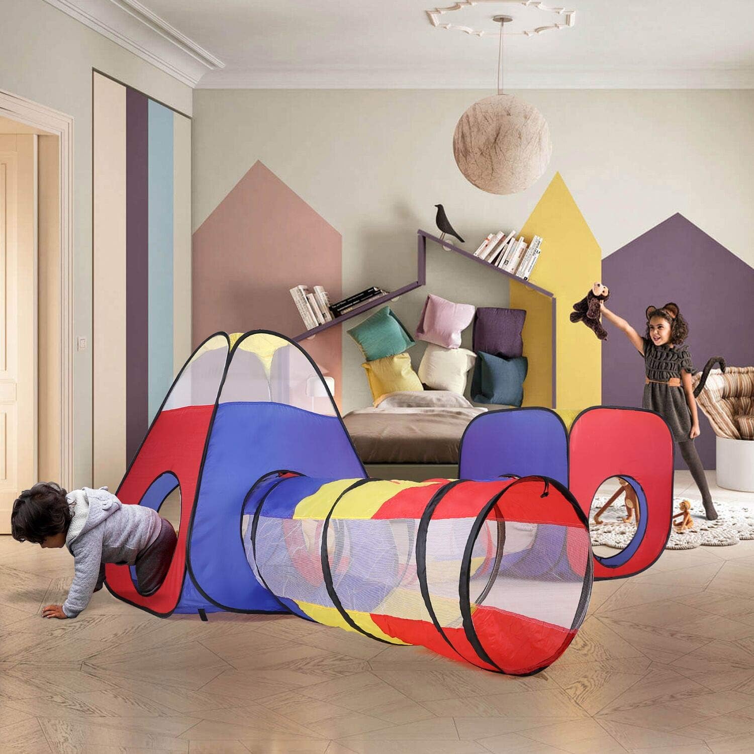 Thumbnail 3 de Opret Play Tent for Kids: 4 in 1 Pop Up Playset with Tunnels, Tent and Ball Pit