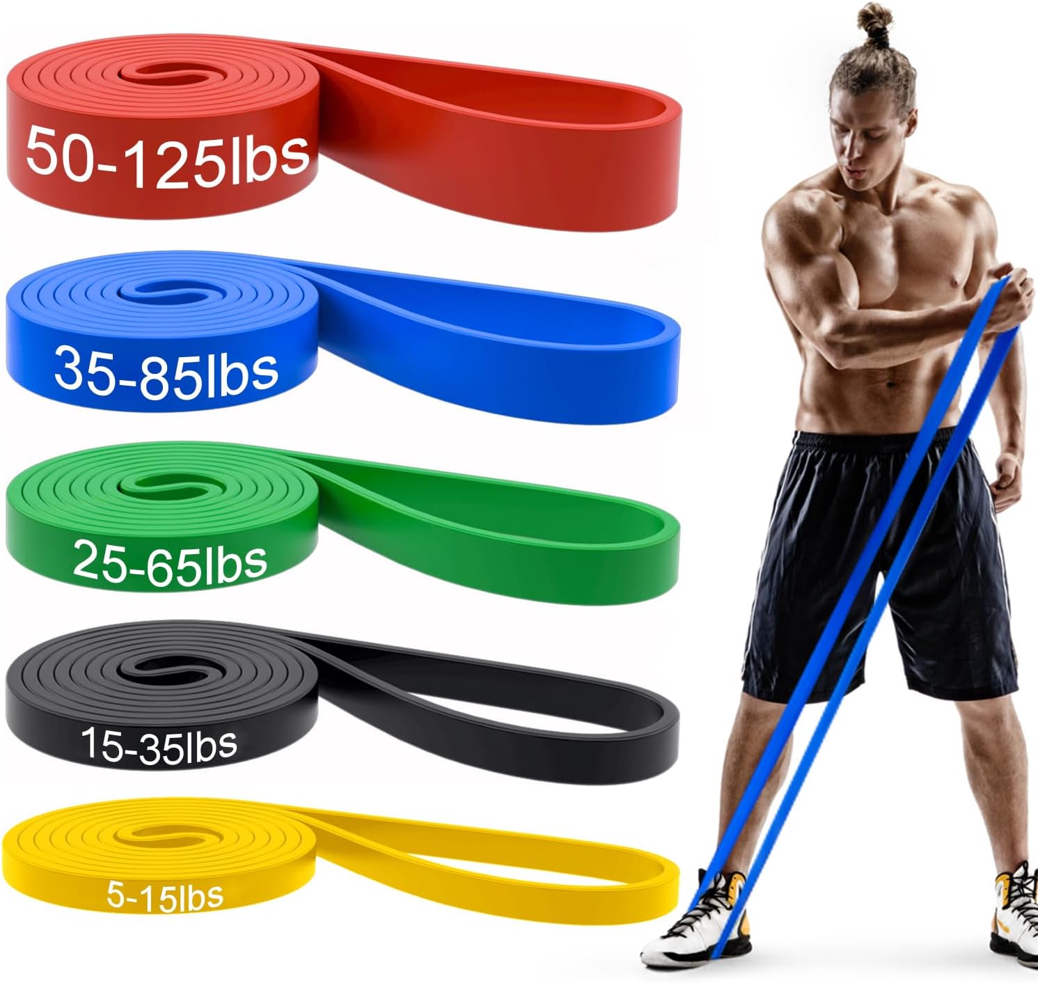 Detalle de WSAKOUE 20231123A Pull-Up Resistance Bands, Natural Latex, 6 Levels