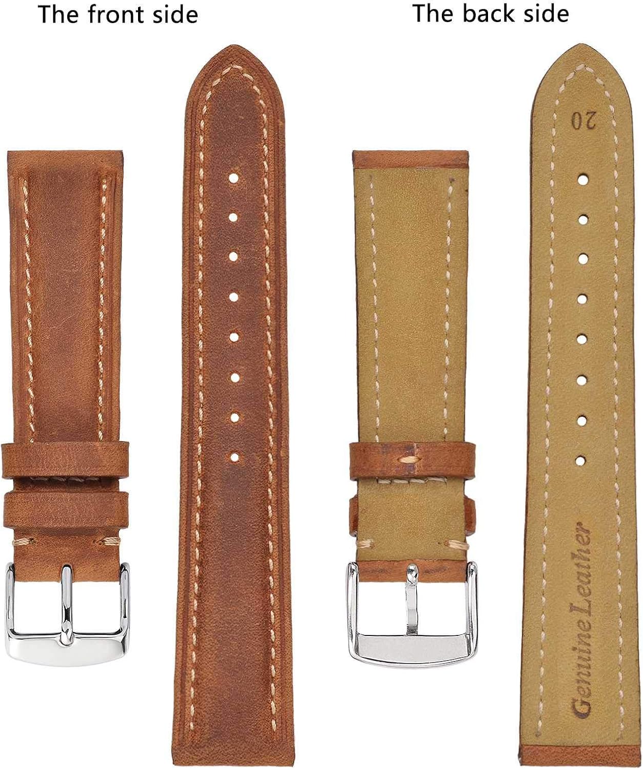 Thumbnail 2 de BISONSTRAP Uhrenarmband aus Vintage-Leder als Ersatzband – Bandbreite 14 bis 24 mm