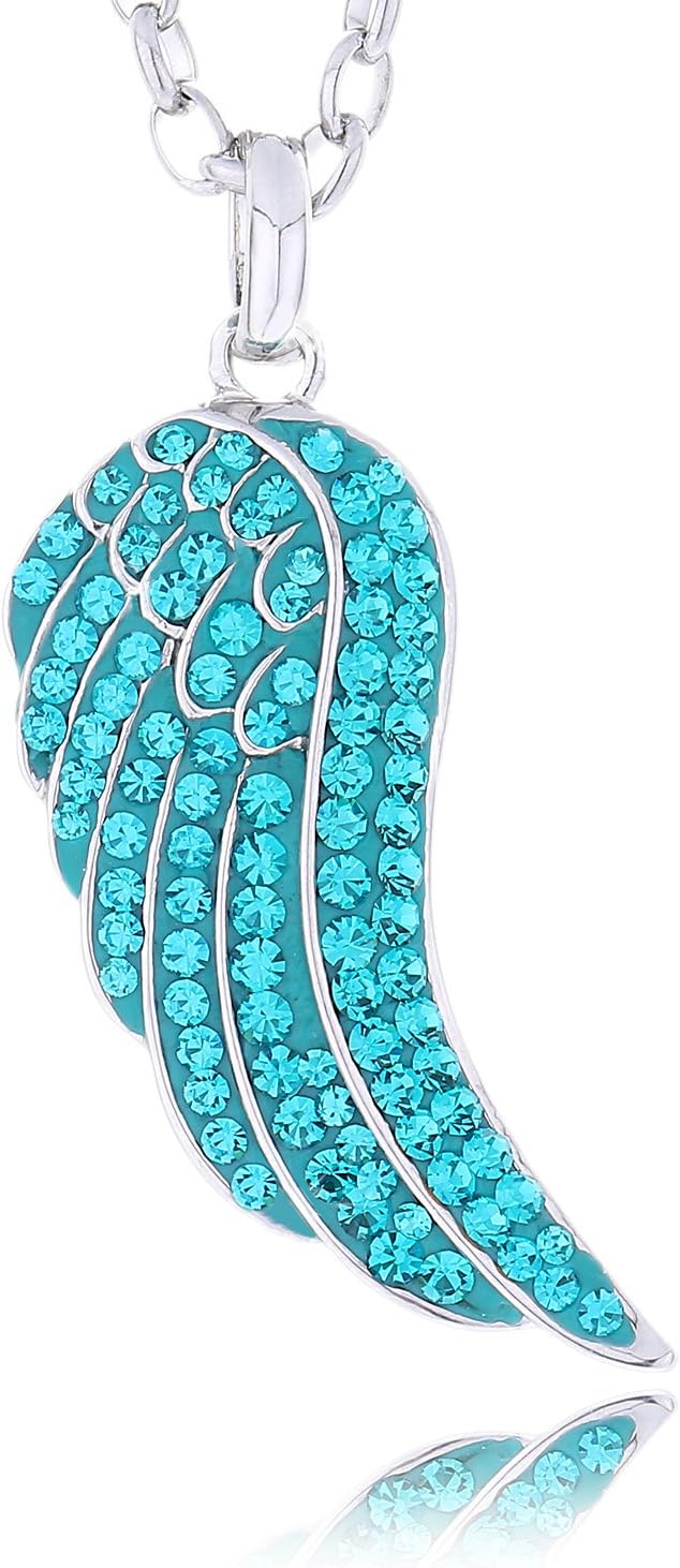 Detalle de Morella Collana Donna con Ali di Angelo e zirconi in acciaio inox – 70 cm + estensione