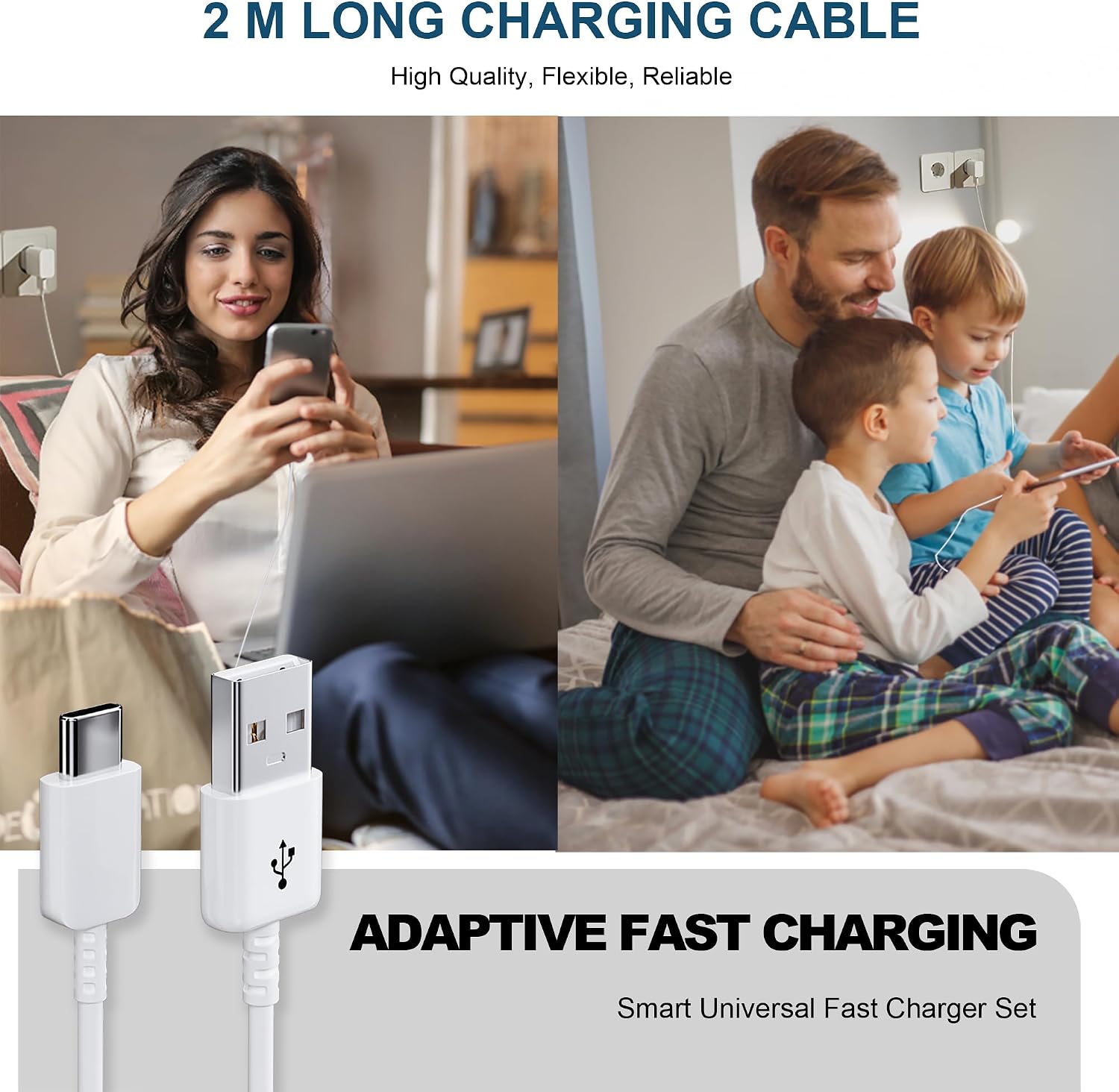 Thumbnail 6 de 2er-Pack USB-C Schnellladegerät mit 2 m Kabel für Samsung Galaxy & mehr – 15 W