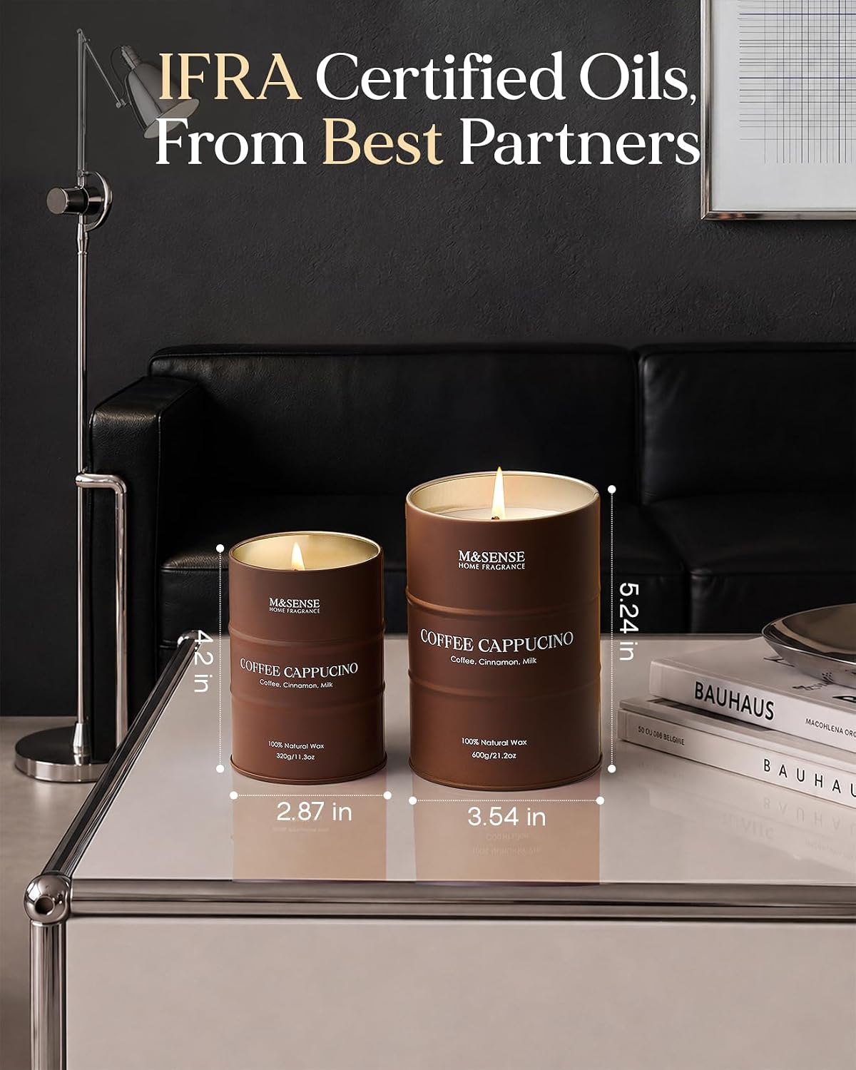 Detalle 2 de M&SENSE MSTC0243L CoffeeCappuccino Soy Candle, 21.2 oz Tin