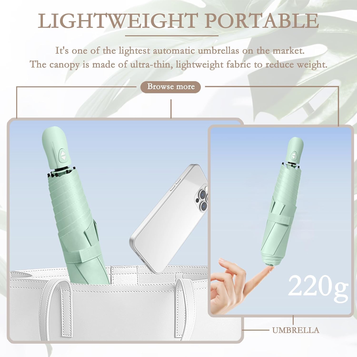 Detalle 2 de Ultra-light travel umbrella 220g UV protection