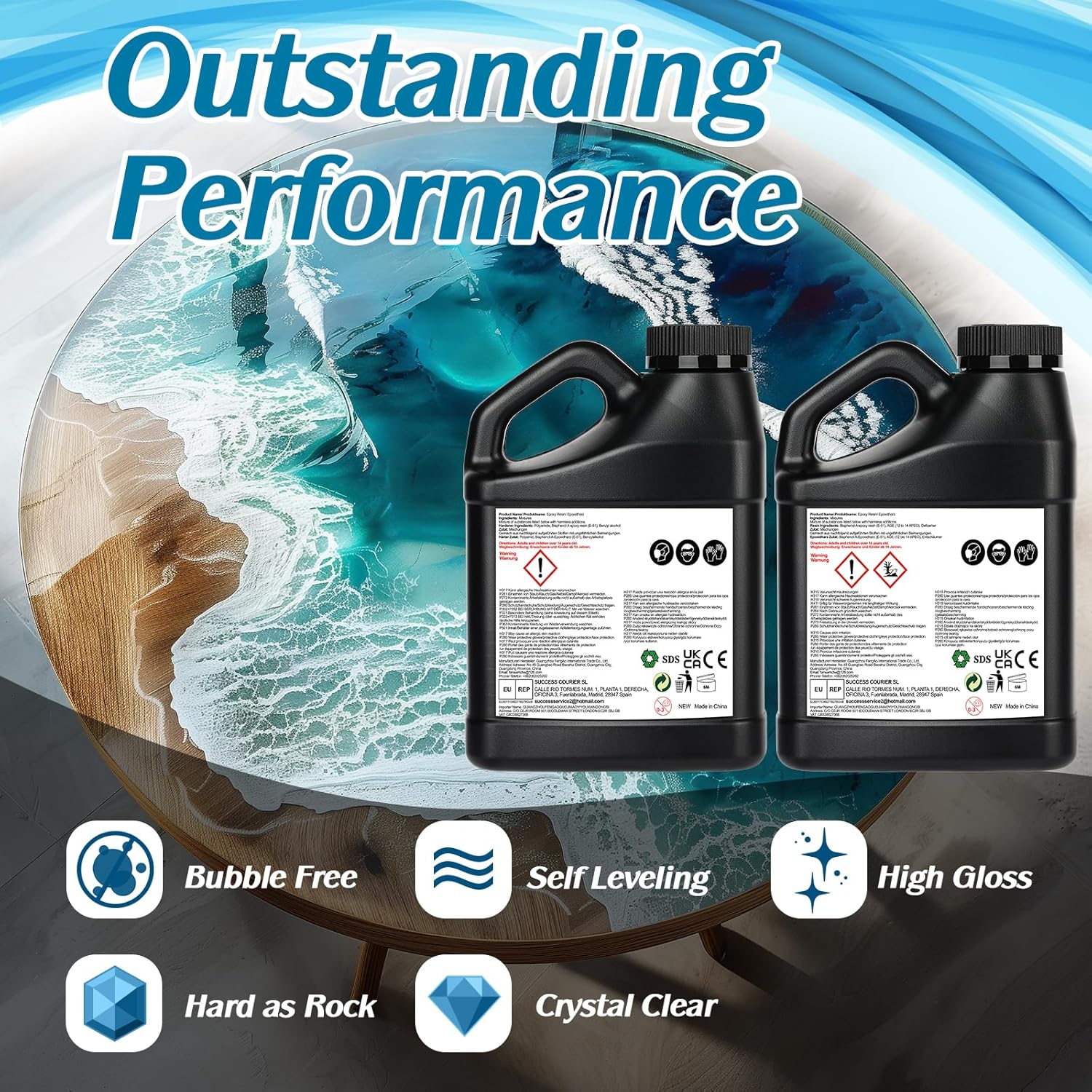 Thumbnail 2 de FansArriche Epoxidharz transparent 64 oz / 1:1 (64 oz / 1892 ml Set) für Holz, Kunst & Restauration