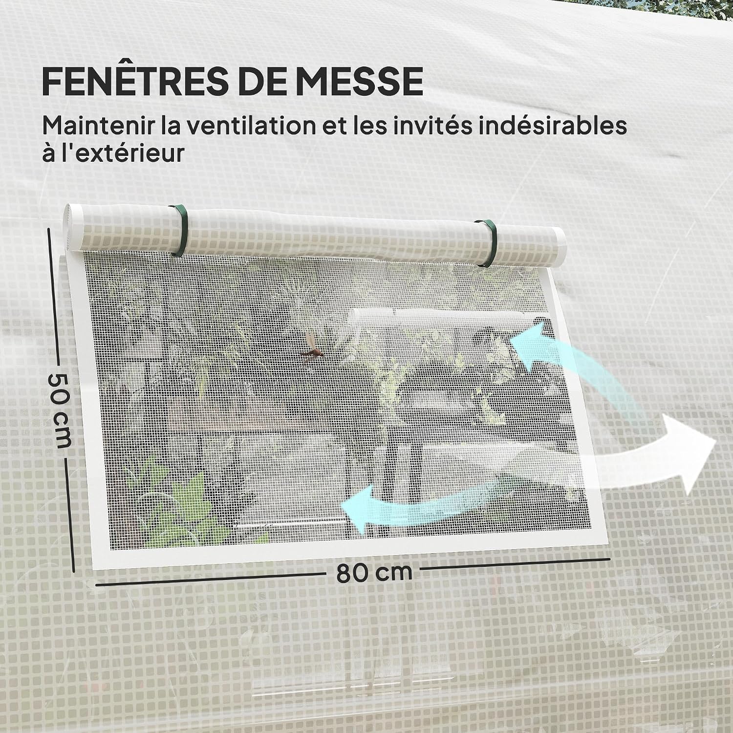 Detalle 2 de Outsunny 84H-033V00WT tunnelserre 600 x 300 x 200 cm met PE-zeil van 140 g/m²