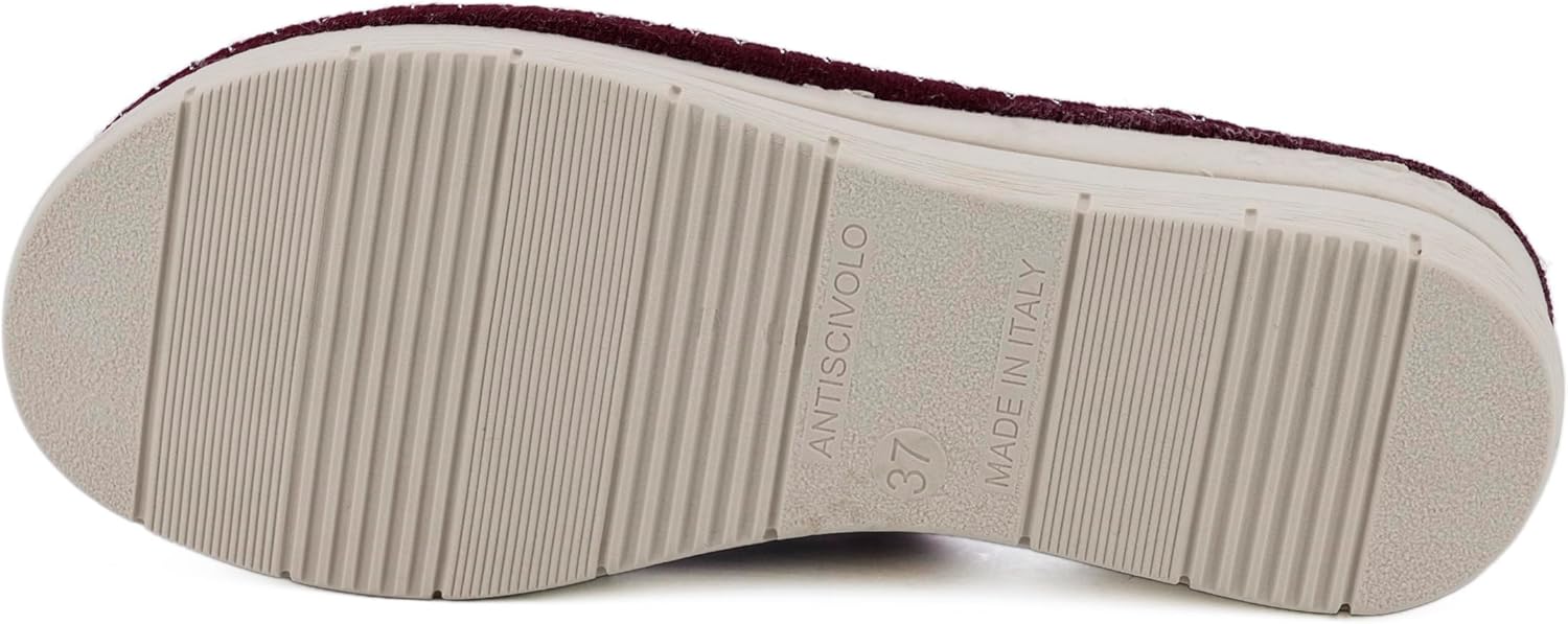 Detalle de JOMIX Chaussons Femme Compensés Hiver – Orthopédiques, Strass, Fabriqués en Italie
