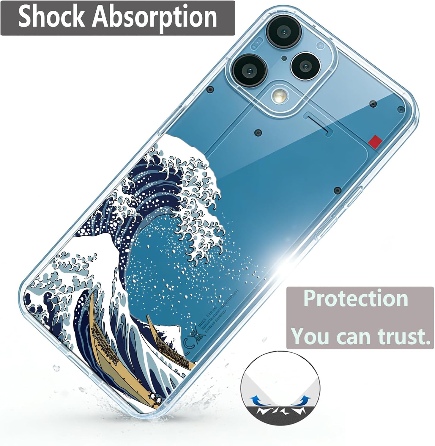 Thumbnail 6 de Unov Case Compatible with Nothing Phone 3a Lite 5G Clear with Great Wave Design
