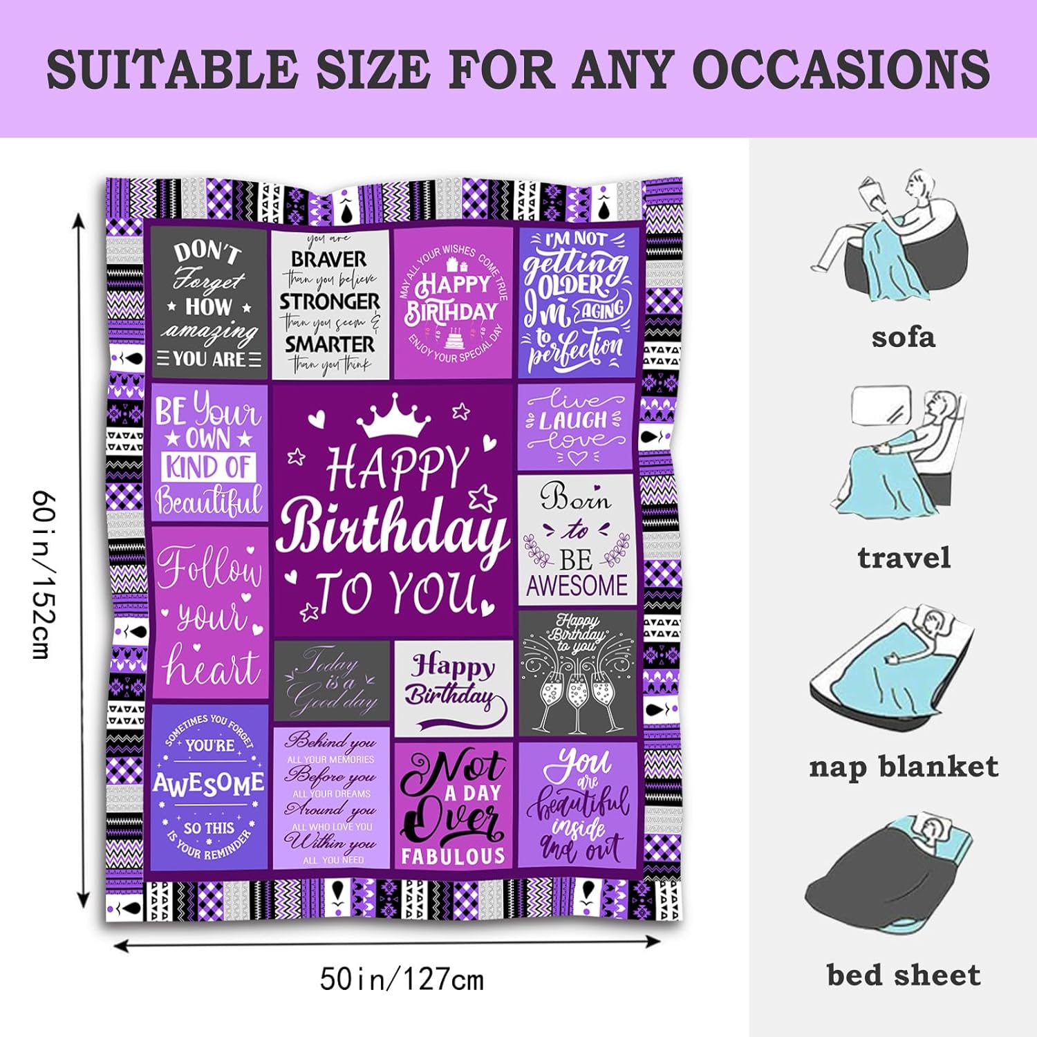Detalle de Aleture Soft Throw Blanket 60" x 50" – Birthday Gift for Women