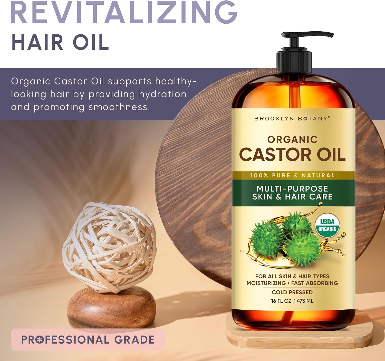 Thumbnail 4 de Brooklyn Botany Cold-Pressed Organic Castor Oil 16 Fl oz