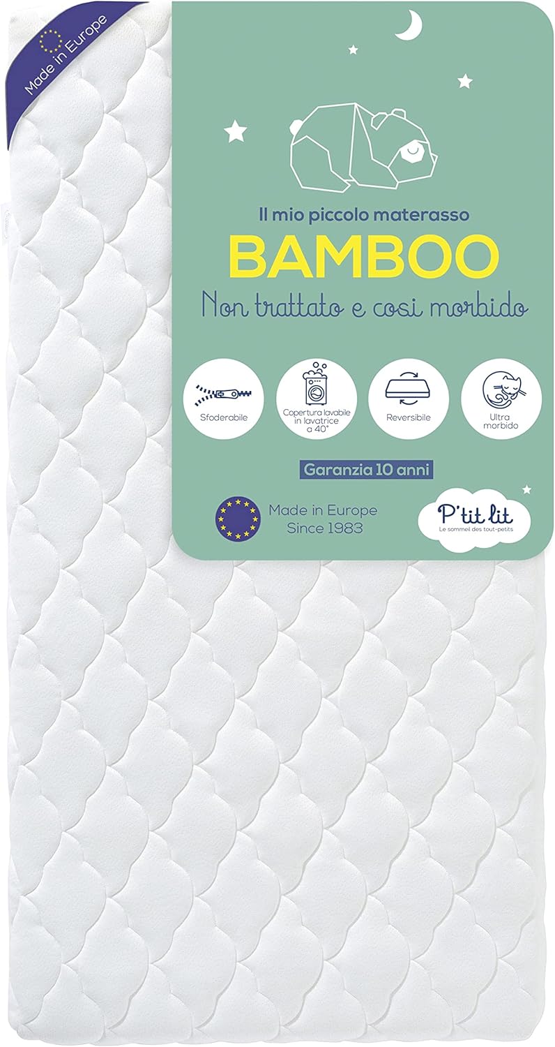 Detalle 2 de P'tit Lit – Materasso bambino in bambù 60x120 cm: morbidezza, igiene e praticità