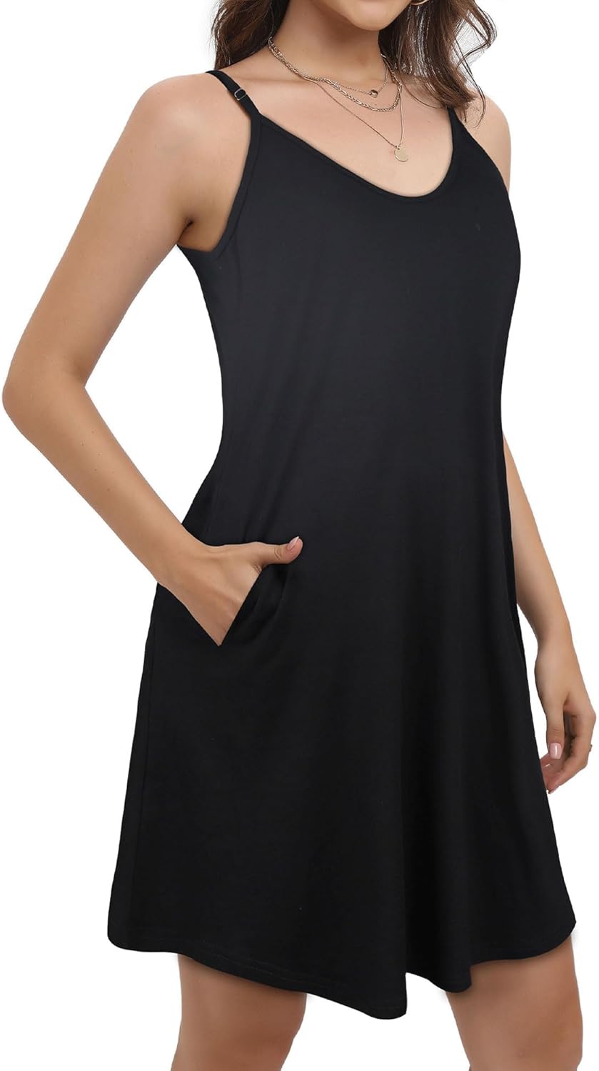Thumbnail 3 de JOELLYUS Women’s Spaghetti Strap Dress with Pockets (Summer Sundress Beach Cover-Up)
