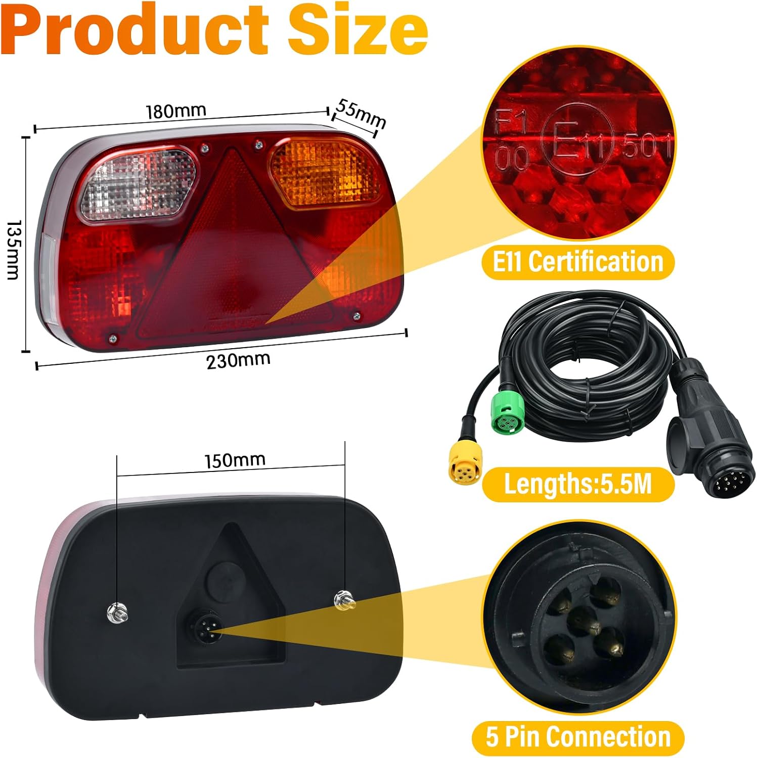 Detalle 2 de Aissom Rückleuchten Set 12V für Anhänger