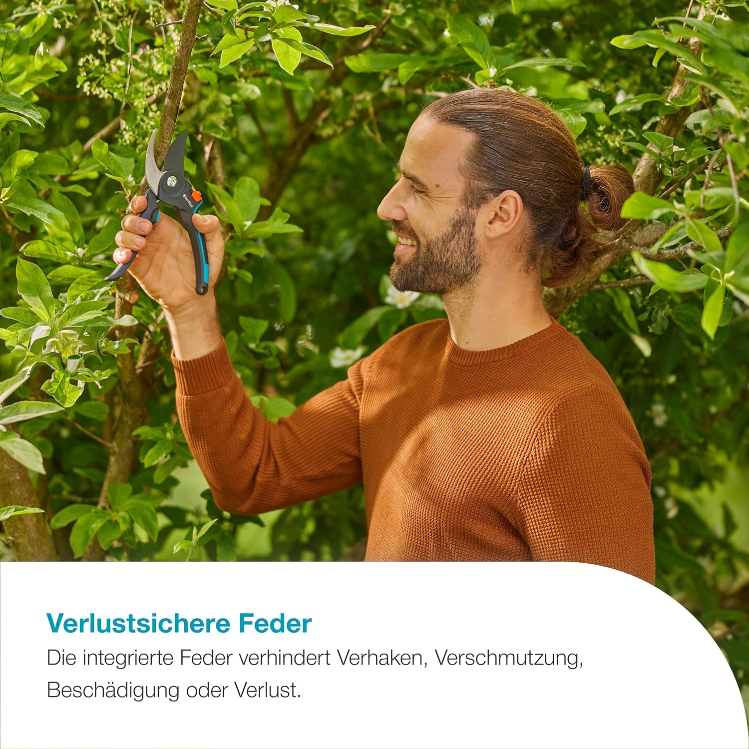 Detalle de Gardena PremiumCut Pro Gartenschere – präziter Bypass-Schnitt, 24 mm Durchmesser, PowerCoating-Klingen, deutsche Qualität