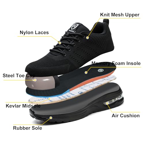 Thumbnail 6 de Baofular Safety Trainers – Steel Toe, Lightweight & Breathable Work Trainers (Men/Women, UK 7)