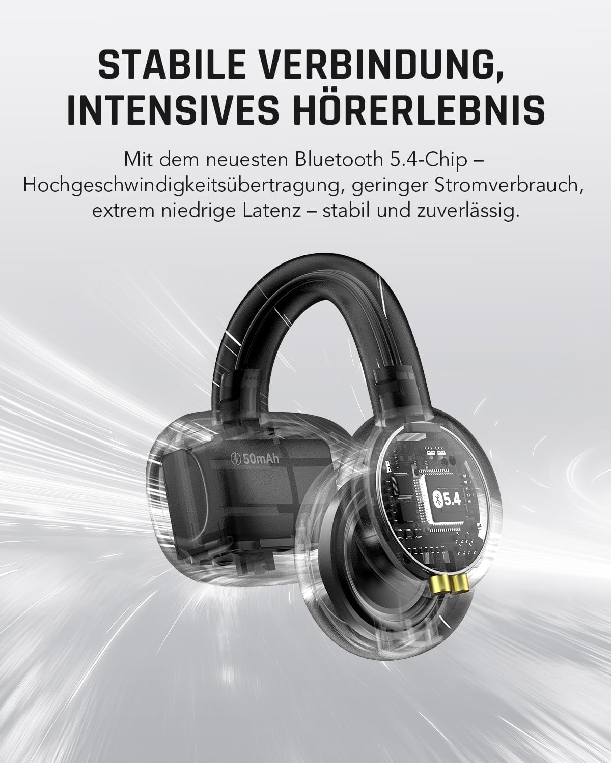 Detalle de Black Shark T19 Open Ear Kopfhörer – kabellos, leicht, 50 Std. Akku