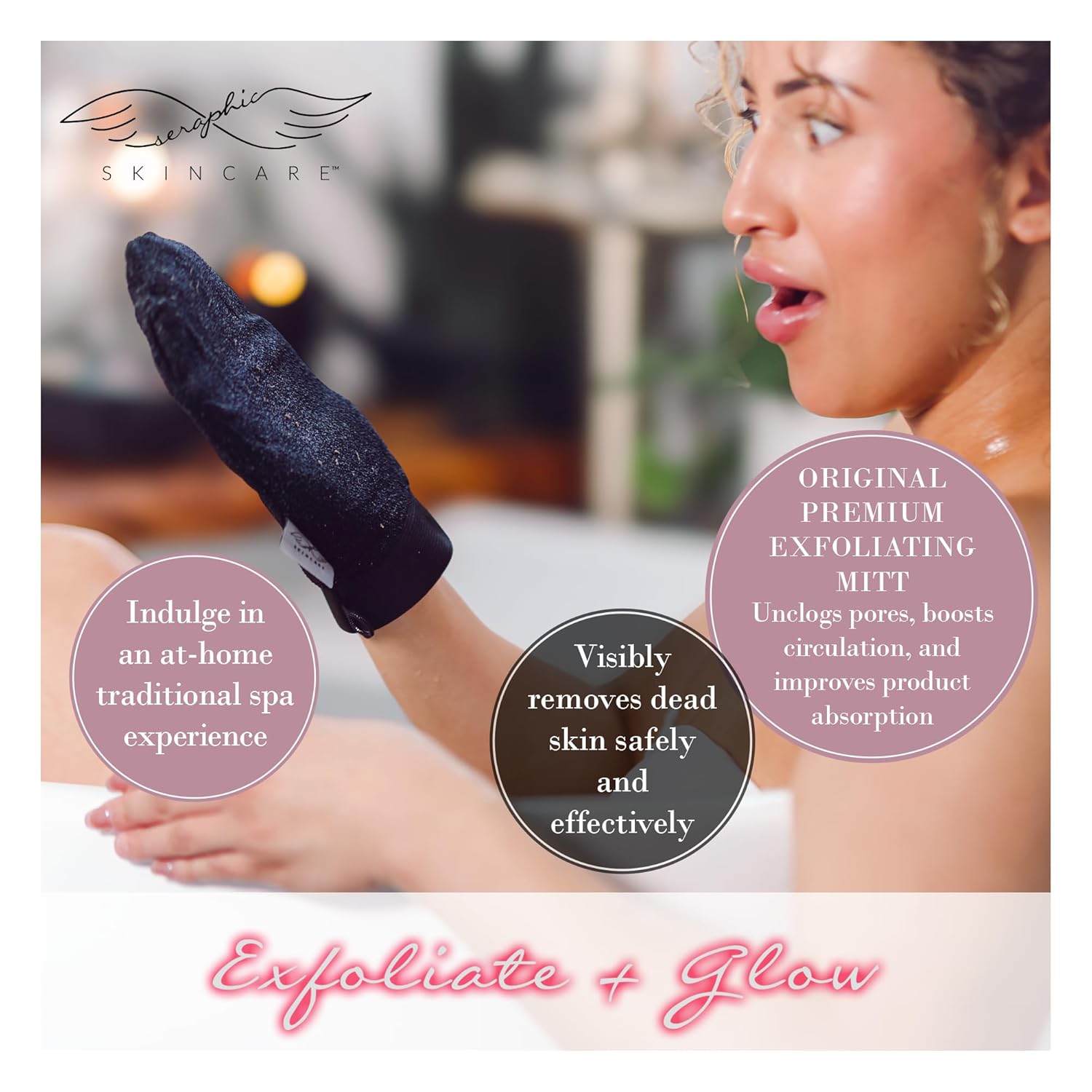 Detalle 2 de Seraphic Skincare Exfoliating Mitt – 2pc ⚙