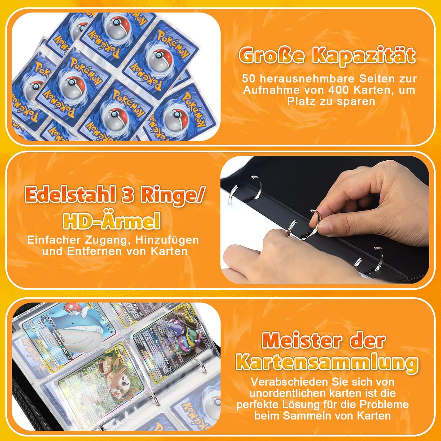 Detalle 2 de LYAILOOGXL Sammelalbum für Pokémon – 400 Karten Platz, PVC-frei, kompatibel mit Scarlet & Violet, Sword & Shield