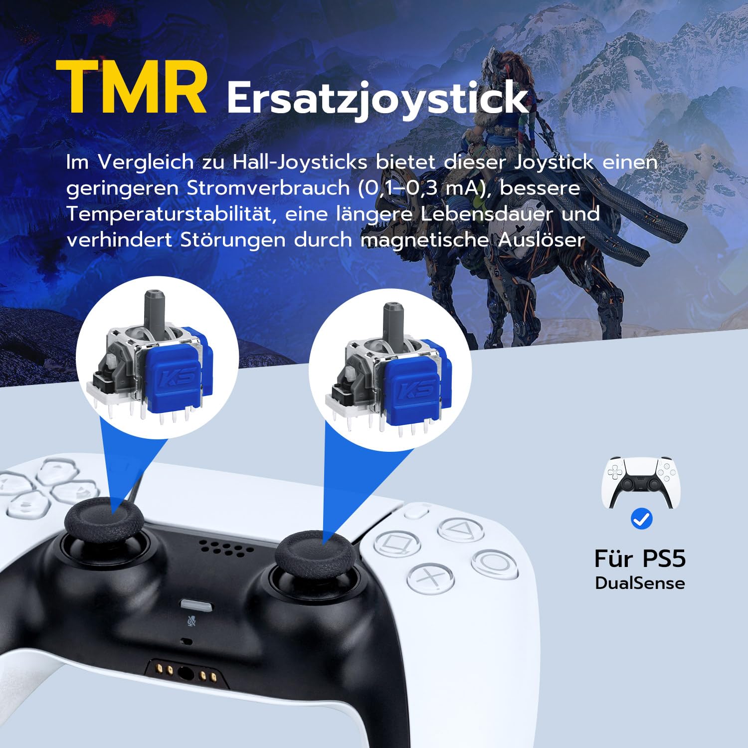 Thumbnail 1 de McBazel TMR-Ersatz- & Reparatur-Jeystick-Kit für PS5 DualSense (Analog, No Drift)
