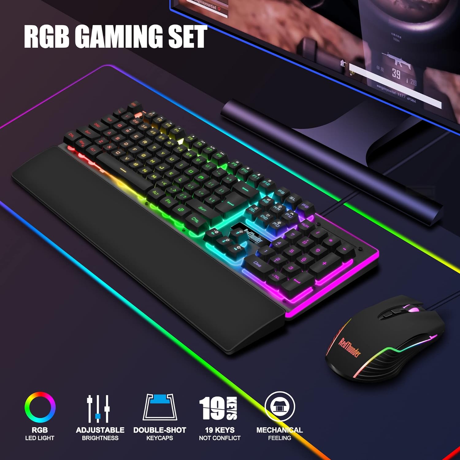 Thumbnail 1 de RedThunder K10 Gaming Keyboard Combo 7200 DPI