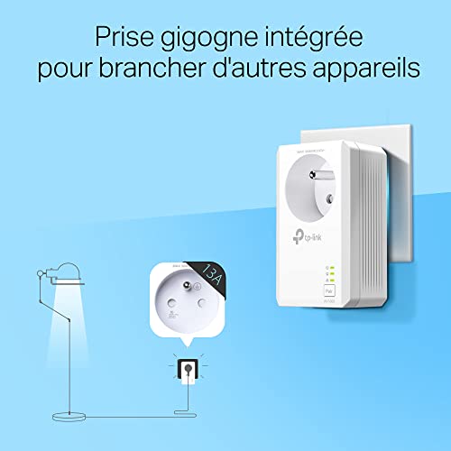 Detalle 2 de TP-Link TL-PA7017P KIT: CPL 1000 Mbps with 1 Port Gigabit et Prise Intégrée (Pack 2) – idéal pour Multi-TV