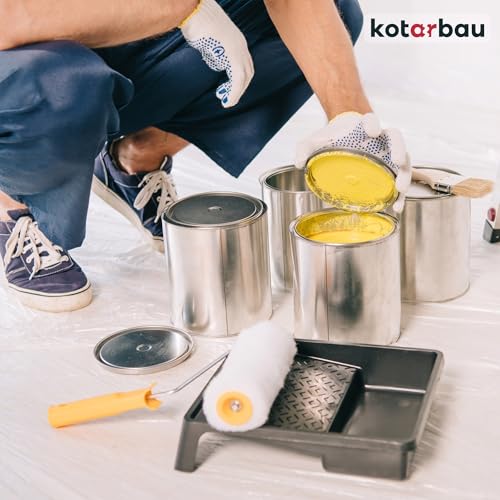 Detalle de KOTARBAU Set di 6 Telo Copritutto per Imbianchino – 4 x 5 m, Polietilene Trasparente, Resistenti e Riutilizzabili