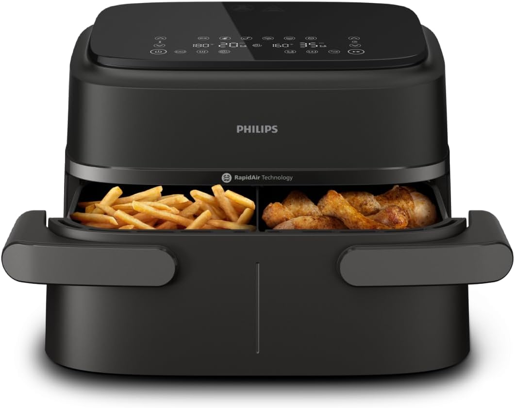 Detalle de Philips Dual Basket Airfryer 1000 Series 7.1L Mega Draw with RapidAir Technology