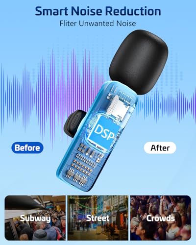 Detalle 2 de HONGJIEYUAN Pink Wireless Lavalier Microphone for iPhone & Android