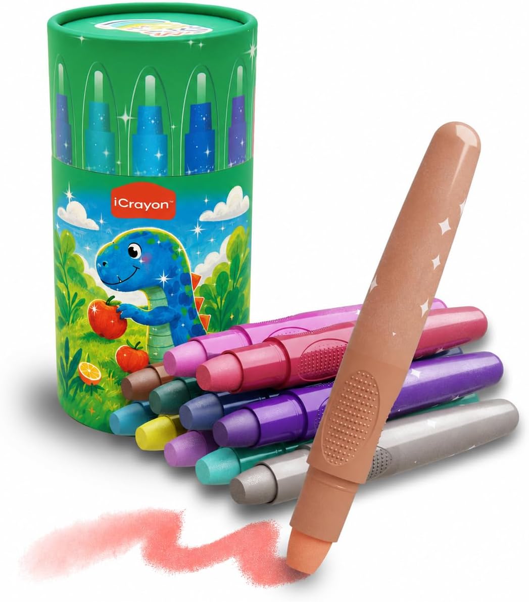 Detalle de Rainbow Sparkle Metallic Watercolor Gel Crayons (12 colours) twistable pencils for toddlers