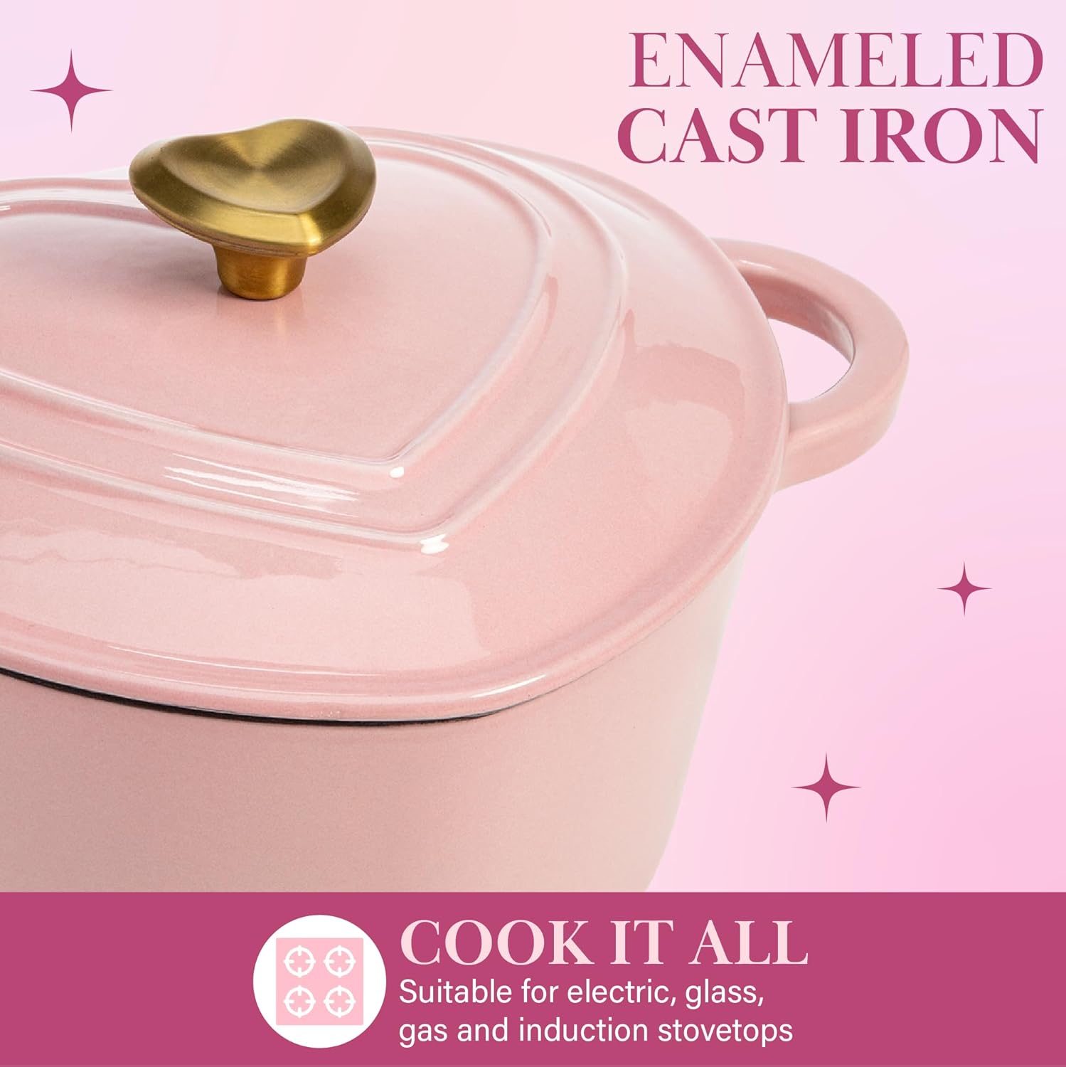 Detalle de Paris Hilton Heart-Shaped Dutch Oven 4-Quart 🍲