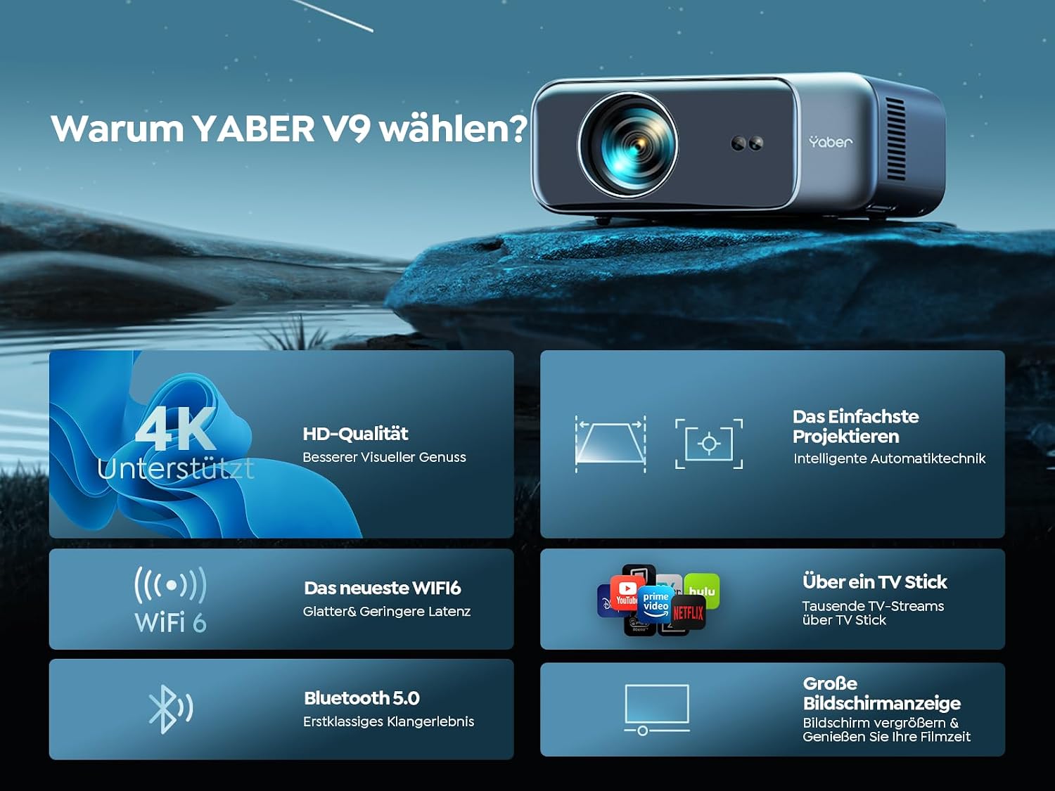 Thumbnail 6 de YABER PRO V9 vidéoprojecteur 4K Full HD 1080p WiFi6
